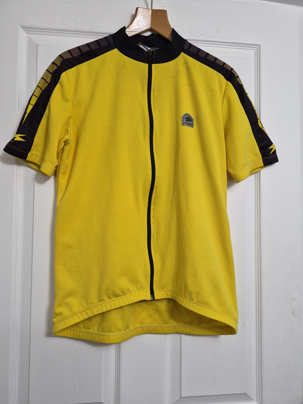 SUGOI Yellow Short-Sleeve Cycling Jersey with Black Trim